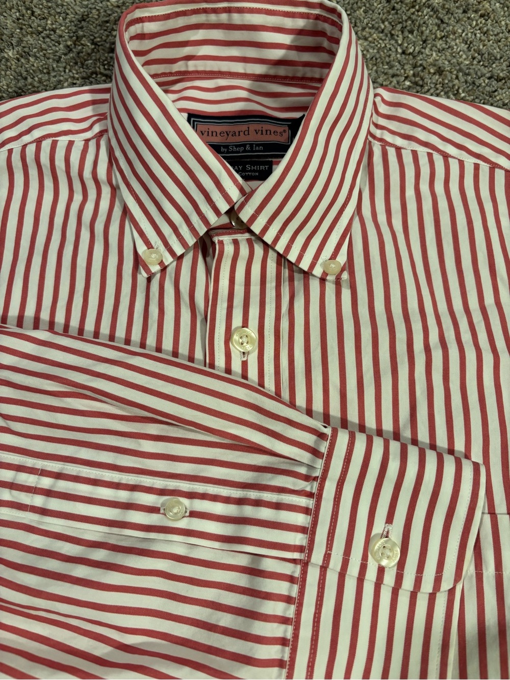 Vineyard Vines Men’s Murray Dress Shirt Cotton Striped Red White M Sz M Summer